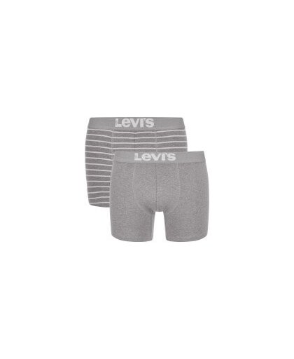 Levi's Men's 200SF 2-Pack Vintage Stripe Boxers - Middle Grey Melange - S - Grijs