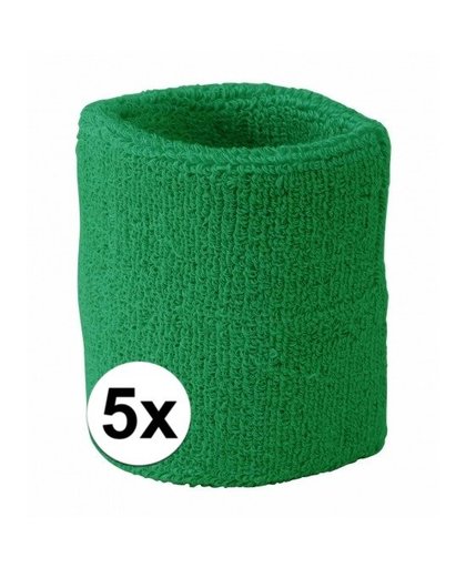 5x Groen zweetbandje voor pols Groen
