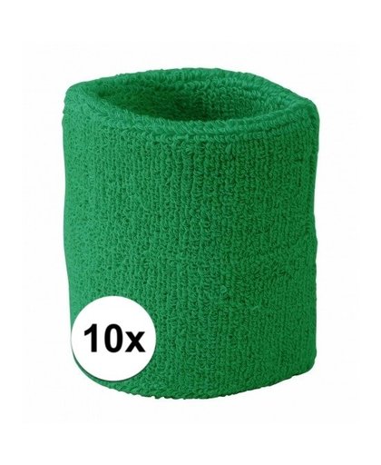 10x Groen zweetbandje voor pols Groen