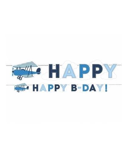 Vliegtuig thema wenslijn happy birthday