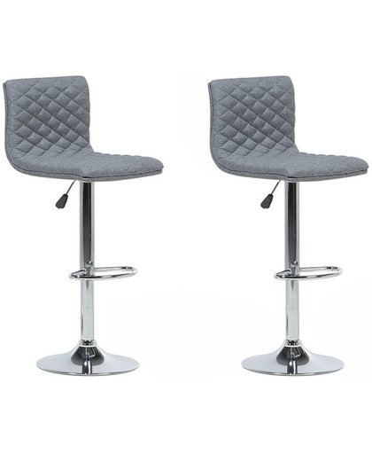 beliani Lot de 2 chaises de bar réglable en tissu gris Orlando