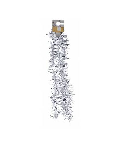 Zilveren folieslinger met sterretjes 180 cm