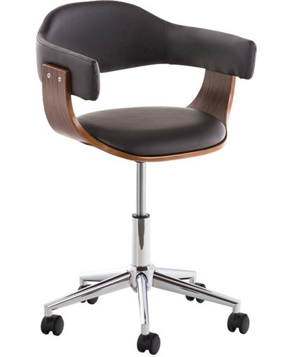 Clp Design bureaustoel BRUGGE, met houten frame, executive kantoorstoel draaibaar en in hoogte verstelbaar ongeveer 45 - 60 cm, bekleding van  kunstleer - bruin houtkleur : walnoot