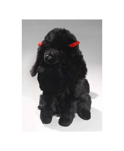 Pluche honden knuffel zittende zwarte poedel 30 cm