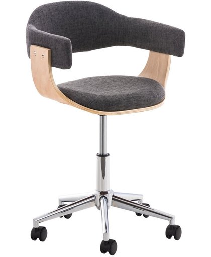 Clp Design bureaustoel BRUGGE, met houten frame, executive kantoorstoel draaibaar en in hoogte verstelbaar ongeveer 45 - 60 cm, bekleding van stof - lichtgrijs houtkleur: natura