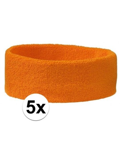 5x Hoofd zweetbandje oranje Oranje