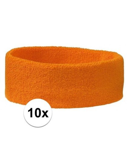 10x Hoofd zweetbandje oranje Oranje