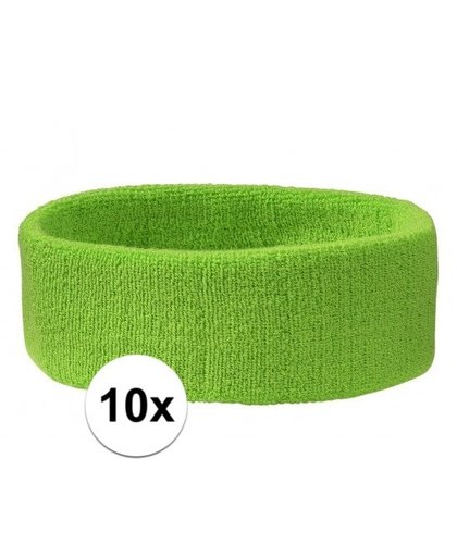 10x Hoofd zweetbandje lime groen Groen
