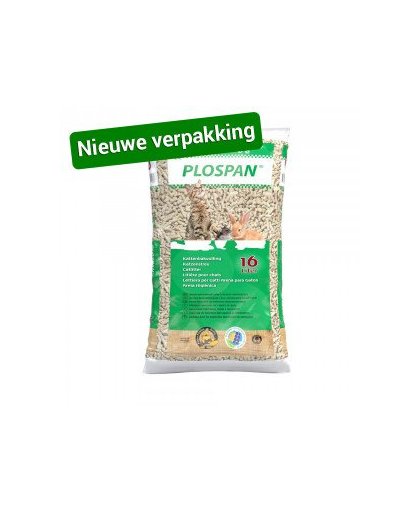 Plospan Houtkorrels Kattengrit - "Nieuwe verpakking" 16 liter