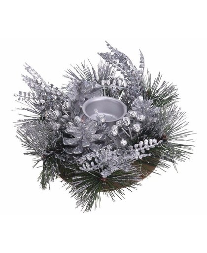Kerststukje zilver25 cm Zilver