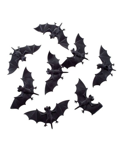 Halloween - 8x Plastic vleermuizen 10 cm halloween dieren Zwart