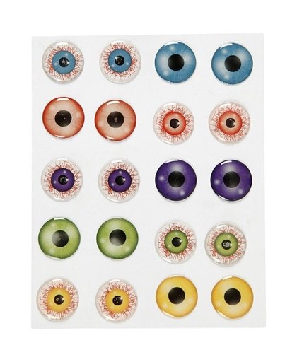 Halloween - Zelfklevende gekleurde 3D hobby ogen/oogjes Multi