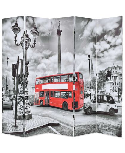 vidaXL Kamerverdeler inklapbaar Londen bus 200x170 cm zwart en wit