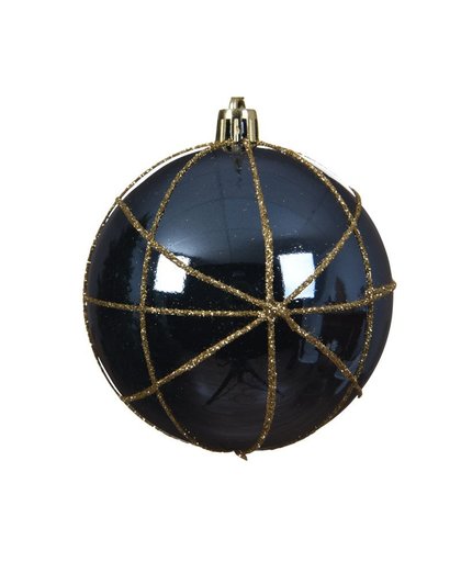 Kerstbal deco glitter 8cm nachtblauw