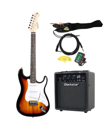 Fazley E100 SB-P starter set elektrische gitaar sunburst