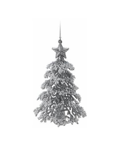 Zilveren glitter kerstboom 16 cm