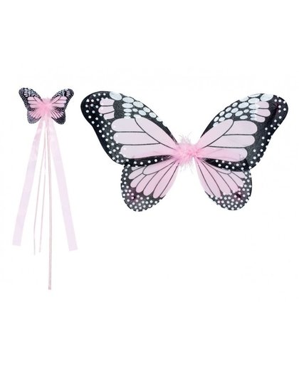 Boland verkleedset vlinder 2 delig meisjes lichtroze