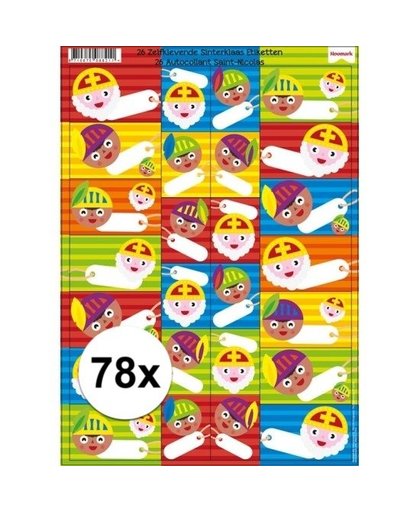 Sinterklaas cadeau stickers 78 stuks Multi