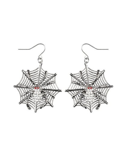 Halloween - Spinnen heksen oorbellen voor dames Zilver