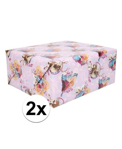 2x Disney Frozen paars inpakpapier 200 x 70 cm op rol Multi