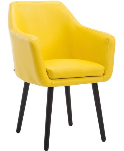 Clp Eetkamerstoel UTRECHT, bezoekersstoel, wachtkamerstoel, relaxfauteuil, bekleding van kunstleer, - geel, kleur onderstel : zwart,