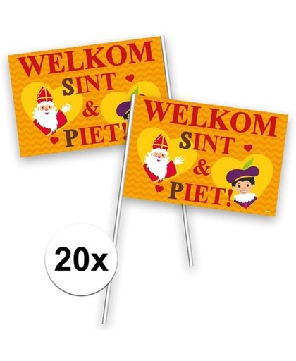 20x Welkom Sint en Piet zwaaivlaggetje
