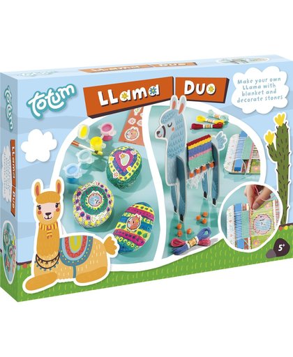 Totum Llama Duo 2 in 1 set - Maak je eigen Llama geweven deken en Decoreer stenen met verf en stickers