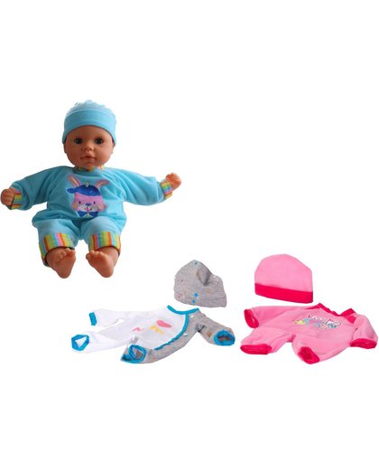 Falca Babypop Babycare 38 Cm Met Twee Pakjes Meisjes Blauw