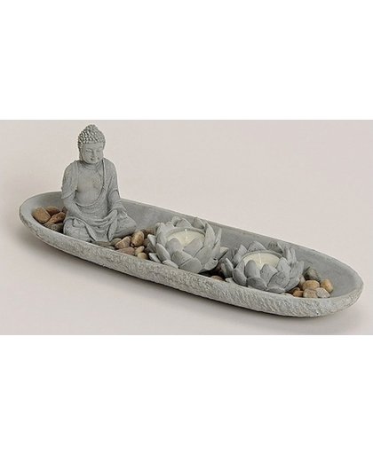 Boeddha zen tuintje met lotus theelicht houder - Boeddha's decoratie