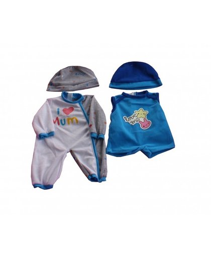 Falca kledingsetjes voor poppen van 38 tot 40 cm grijs/blauw