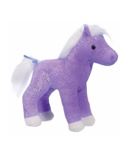 Pluche paard paars met glitters 18 cm