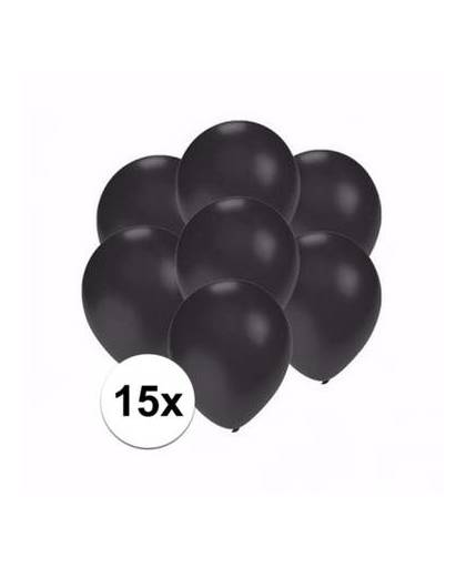 Kleine metallic zwarte ballonnen 15 stuks