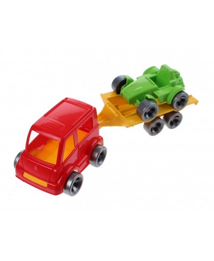 Wader Kids Cars aanhanger met racewagen rood/groen