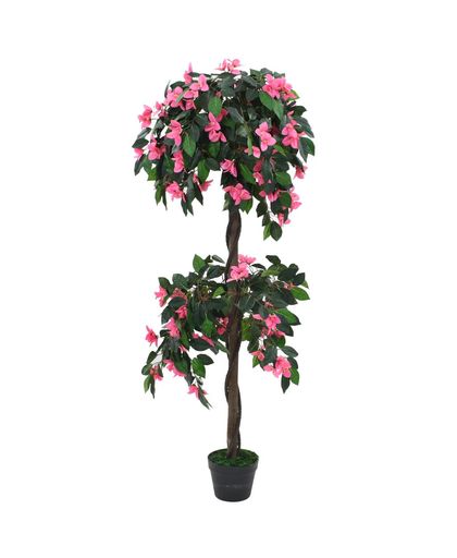 vidaXL Kunstplant met pot rododendron 310 cm groen en roze