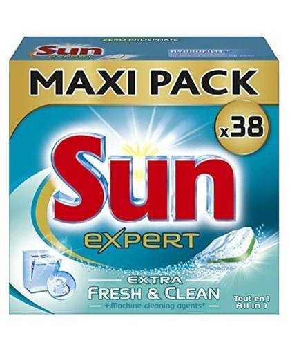 Sun Tabs / Vaatwastabletten Expert Extra Fresh & Clean All in 1 - 665 g / 38 Stuks