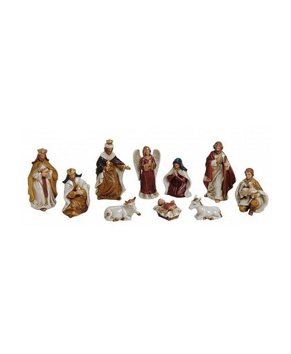 Kerstkribbe kerst versiering figuren 10-delig Multi