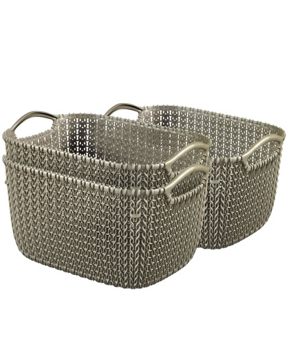 Knit Rectangular Basket S, Setx3
