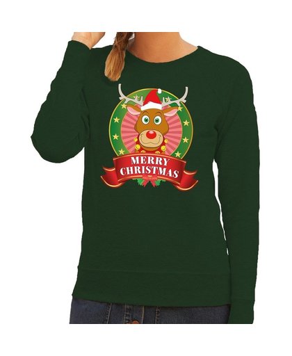 Foute kersttrui groen Rudolph Merry Christmas voor dames M (38) Groen