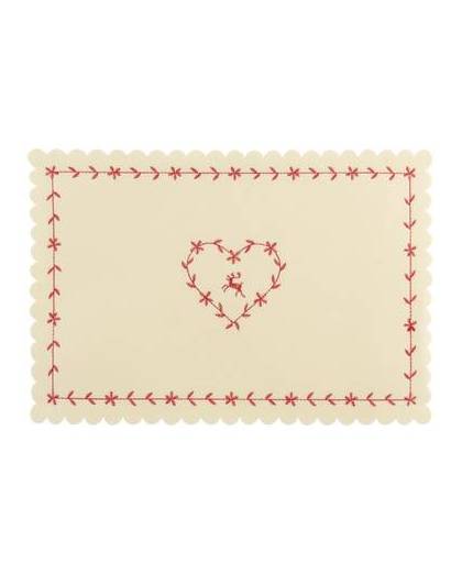 Clayre & eef placemat 45x30 cm natuur - wit, rood - stof