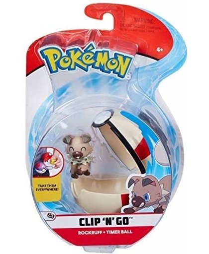Pokemon Figure - Rockruff + Timer Ball (Clip 'n' Go)