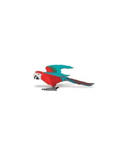 Rode ara papegaai van plastic 10 cm