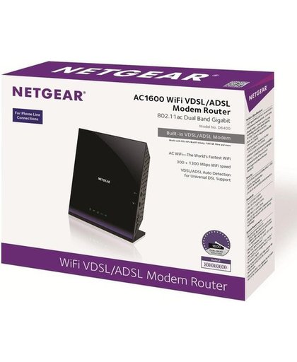 Netgear AC1600 draadloze router Dual-band (2.4 GHz / 5 GHz) Gigabit Ethernet Zwart