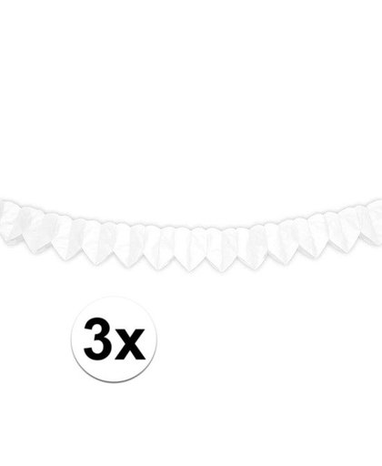 3x Mini bruiloft slingers wit hart 200 cm Wit