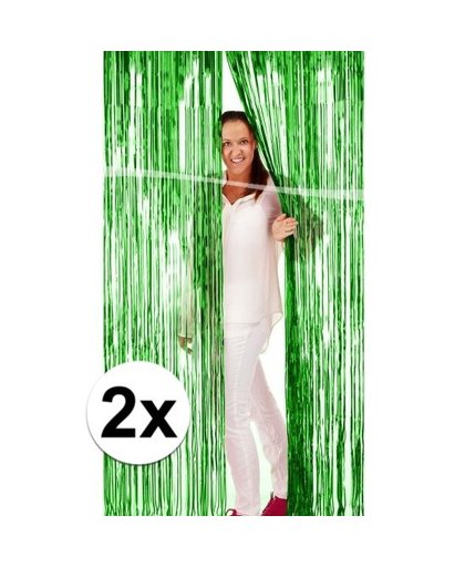 2x Groene versiering folie deurgordijn Groen