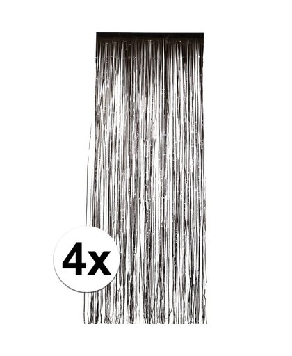 4x Zwart versiering deurgordijn Zwart
