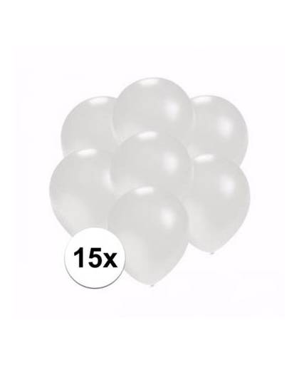 Kleine metallic witte ballonnen 15 stuks