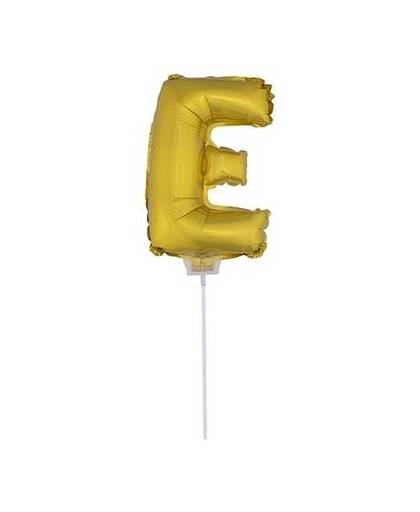 Gouden opblaas letter e op stokje 41 cm