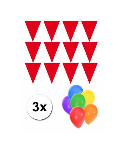 Pakket 3x vlaggenlijn xl rood incl gratis ballonnen