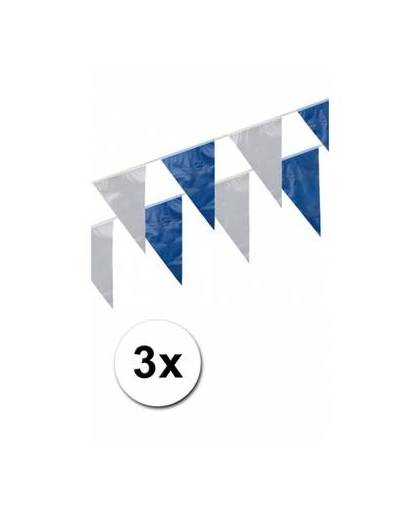 3x vlaggenlijnen kobalt blauw en wit