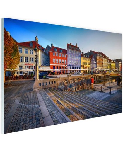 FotoCadeau.nl - Kleurrijke huizen Kopenhagen Glas 90x60 cm - Foto print op Glas (Plexiglas wanddecoratie)